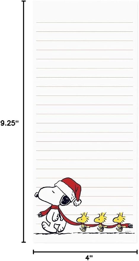 Graphique Snoopy Scarf Train Magnetic Notepad | 100 Tear-Away Sheets | Grocery, Shopping, To-Do List | Writing Pad for Fridge, Kitchen, Office | Lined Paper | Great Gift | 4” x 9.25”