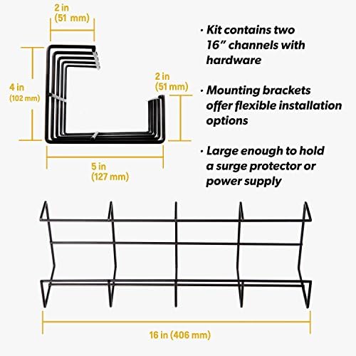 Simple Cord Wire Tray Desk Cable Organizer - 32" Open Slot Raceway to Hold Cables, Cords, or Wires on Desks - Office Cab