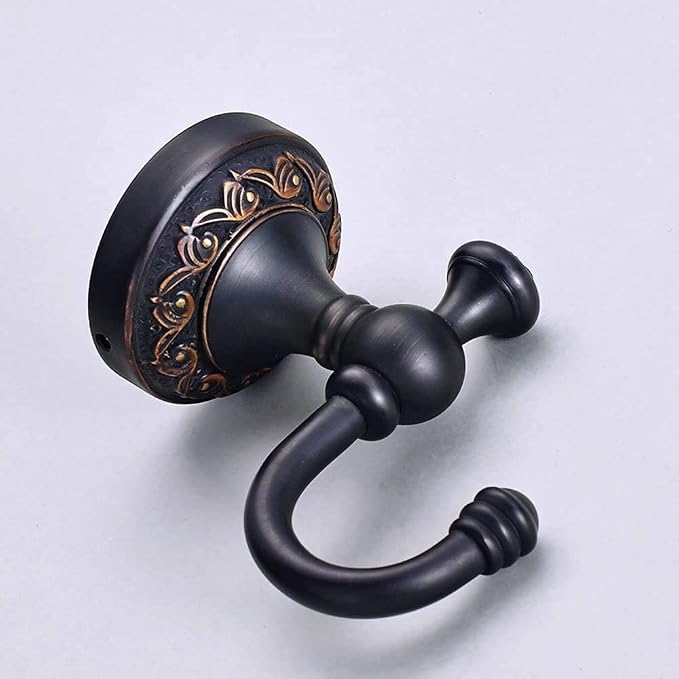 Leyden Brass Towel Hooks, Oil Rubbed Bronze Robe Hooks Antique for Bathroom Cloakroom Kitchen