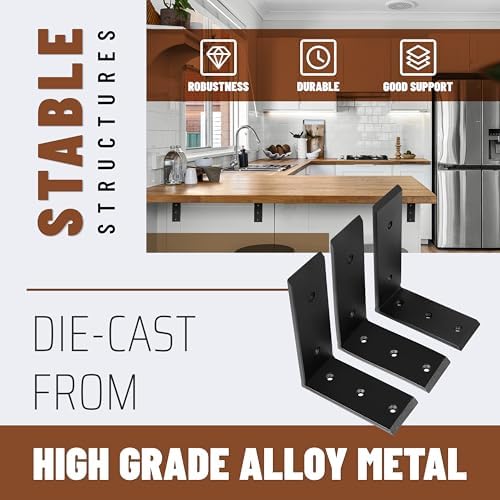 ECOTRIC 3Pcs Countertop Support Brackets 8"x6"x2.5" L Shape Shelf Bracket