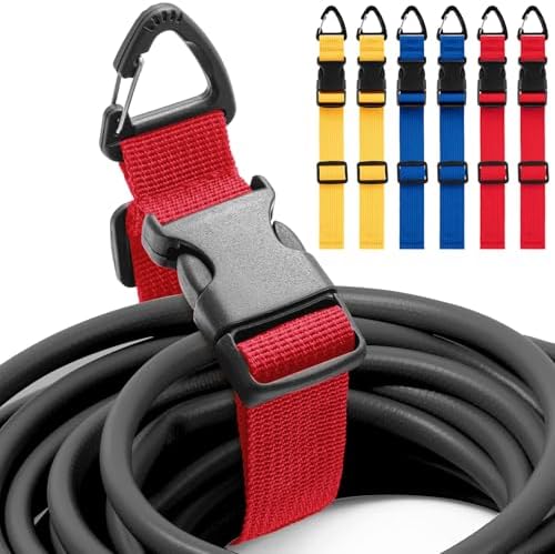 6 Pack Adjustable Extension Cord Holder Straps,Red & Blue & Yellow