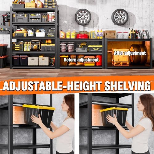 72''H 45''W 20" D Storage Shelves Garage Shelving,Adjustable 5 Tier Utility Steel Shelf, Heavy Duty Metal Shelving, Shel