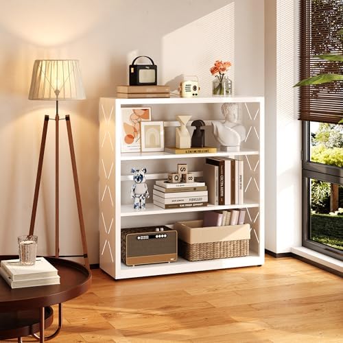 SteeLoong 3 Tier Bookcase,Metal Bookshelf with Adjustable Feet & Shelves