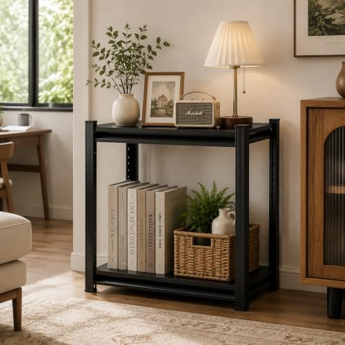 Metal Bookshelf, 3 Tier Adjustable Corner Bookcase with Bolt-Free Shelves
