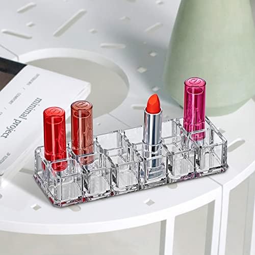 Amazing Abby - Charm - 2-Pack 12-Slot Acrylic Lipstick Organizer, Lipstick Holder, Lip Gloss Holder, Cosmetic Storage Di
