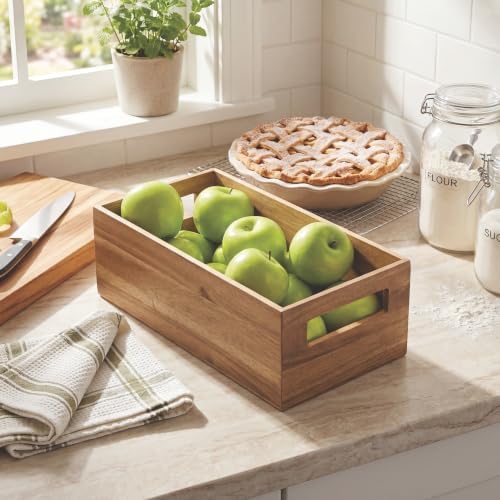 iDesign Acacia Wood Pantry Storage Bin, Natural
