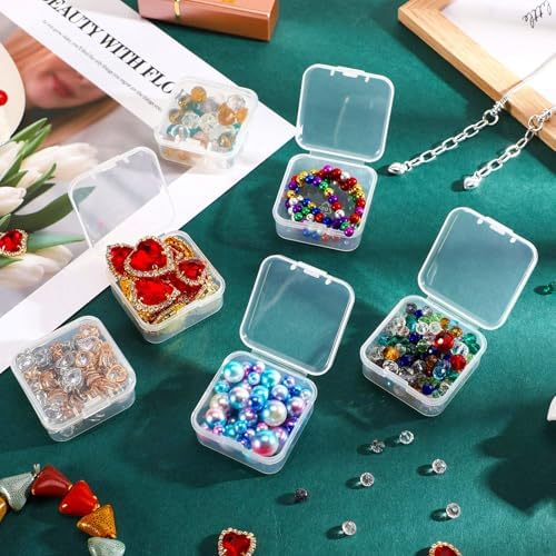 Jetec 18 Pieces Small Clear Plastic Storage Box, 2.9 x 2.9 x 1 Inch