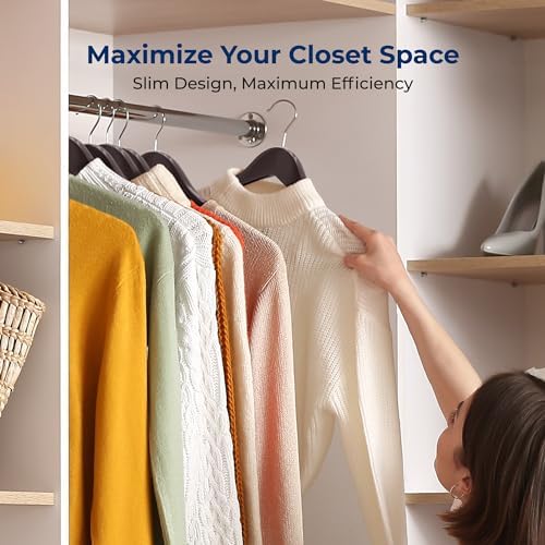 SereneLife 20 Brown Wooden Hangers Non-Slip Heavy Duty Suit and Coat Hanger Set with Chrome 360° Swivel Hooks Notches and Pants Bar Design for Closet Organization Clothes Durable 10 lb Capacity