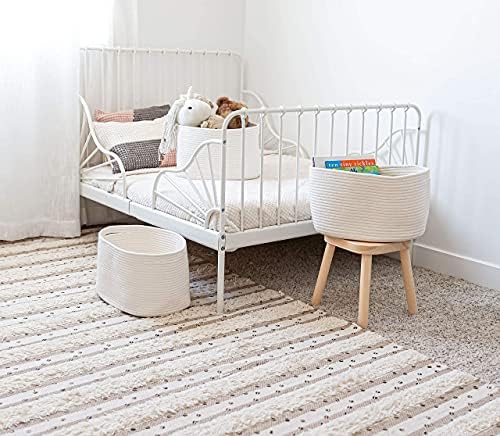 OrganiHaus Cotton Rope Baskets for Shelves, Set of 3, 15x9x10