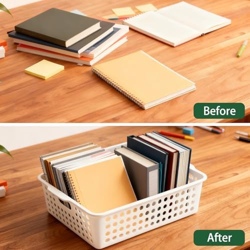 8 Pack Paper Organizer Baskets Trays, 14 In Plastic Storage Baskets