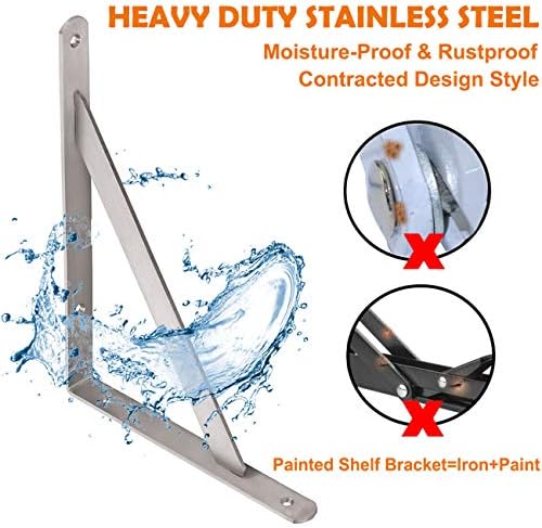 CLT Shelf Bracket 18” x 12" Max Load: 550 lb Heavy Duty Stainless Steel Solid Shelf Support Corner Brace Joint Right Ang