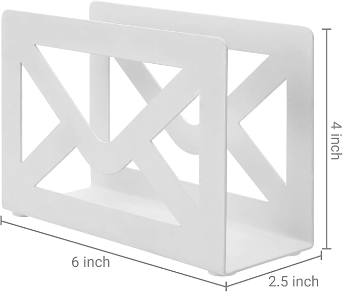 MyGift White Metal Desktop Mail Holder with Cutout Envelope Design Home and Office Desk Letter Organizer