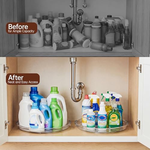 LAMU 12 in Lazy Susan Turntable, 2 Pack Clear Spice Rack, Organizer Storage