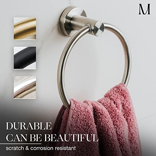 Marmolux Acc Brushed Towel Ring for Bathroom - Hand Towel Holder for Bathroom Wall - SUS304 Stainless Steel Bathroom Tow