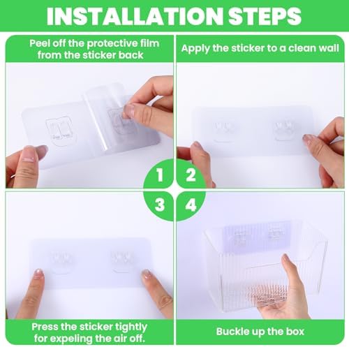 4-Pack Adhesive Cabinet Door Organizer Set, Clear Inside Cabinet Door Storage Bins with Drain Holes for Kitchen Bathroom