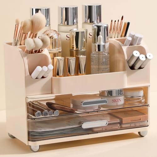 Anyoifax Makeup Organizer Countertop with Large Drawers, Beige