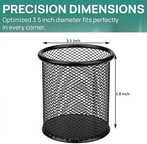 Nicunom 12 Pack Metal Pen Holder Wire Mesh Pen Cup Pencil Holder Pencil Cup for Desk Office Pen Organizer, Black