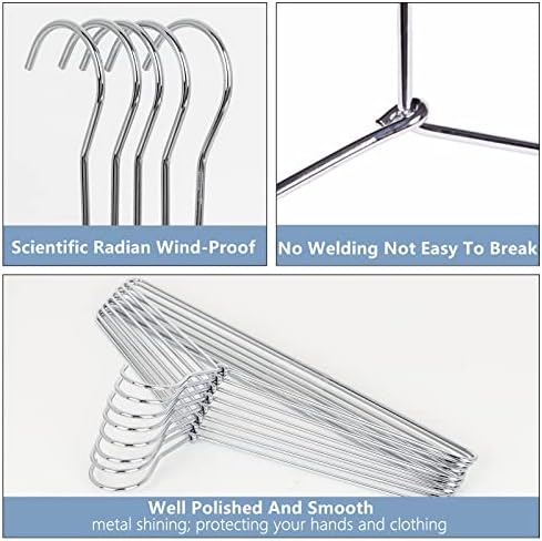 Amber Home 10 Pack Heavy Duty Metal Coat Hangers, Smooth Chrome Hangers