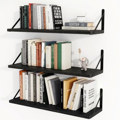 Heimlove Floating Book Shelves for Wall,27.56Inches Long Wall Mounted Bookshelves,Heavy Duty Bracket Shelves for Living 