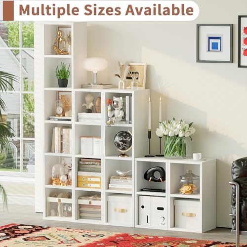 4-Tier Tall Narrow Bookcase,Open Cube Wooden Corner Bookshelf