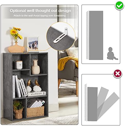 VECELO Cubby Storage Organizer Bookcase, Open Cube Display Shelf Cabinet, Freestanding Multicompartment Bookshelf for De