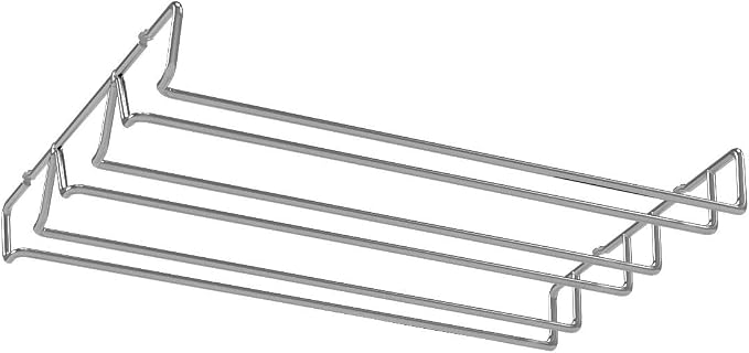 Deco Brothers Under Cabinet Wine Glass Rack, 3 Rail Stemware Holder, Chrome