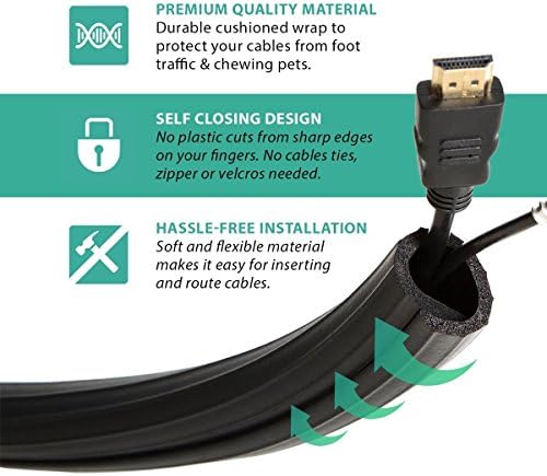 UT Wire UTW-FCW8-BK 8-Feet Expandable Flexi Cable Wrap, Black | 2 Pack