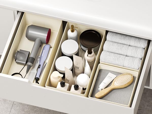DIMJ Drawer Organizers Clothes, Set of 16 Dresser Organizer Bins, Fabric Closet Organizers and Storage, Shallow Drawer D