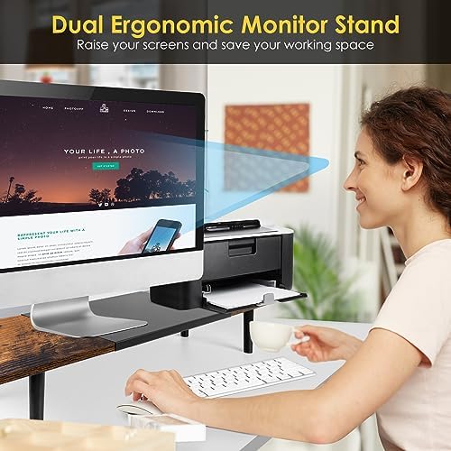 Across-Star Dual-Monitor-Stand-Riser-For-Desk Adjustable Length 32-40 Inch，Large Desktop Computer Monitor Riser For 2 Sc