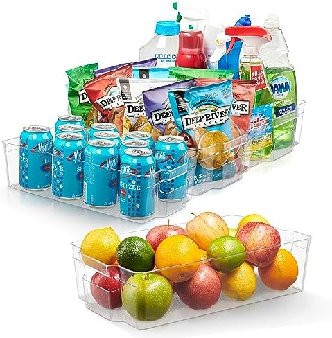 Cheer Collection Clear Refrigerator Organizer Bins - BPA Free Transparent Storage Bins for Pantry, Fridge, Tools & Cabin
