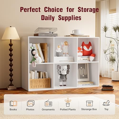 Book Shelf, Wooden Cube Storage Organizer with 11" Open Cubes, Stackable Modular Bookcase for Room Divider Storage, 2 Ti