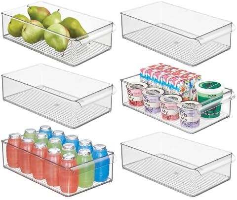 iDesign Stackable Fridge or Freezer Bin, Set of 6, Clear, Large