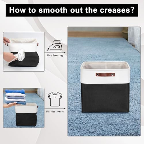 Bagnizer 13x13 Cube Storage Bins, Collapsible Fabric Storage Box, 4 Pack Closet Baskets with Handles for Organizing, She