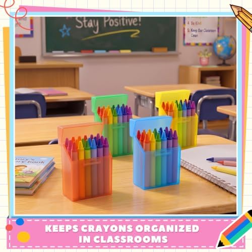Clabby 4 Pcs Clear Plastic Crayon Boxes Hold 24 Count, Sunset