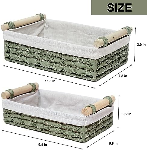 Storage Basket Wicker Baskets for Organizing with Handle Decorative Storage Bins for Countertop Toilet Paper Storage Bas