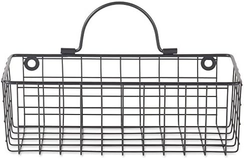 DII Farmhouse Vintage Décor, Wire Wall Basket, Small, Black, 2 Piece