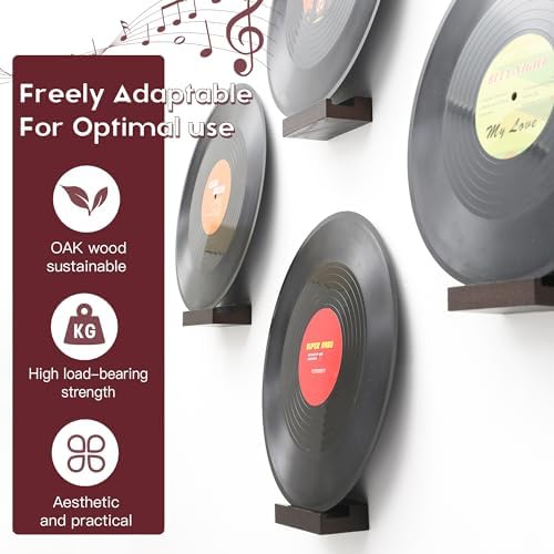 Vinyl Record Shelf Wall Mount,Small Record Holder,Dark Walnut,12Pcs