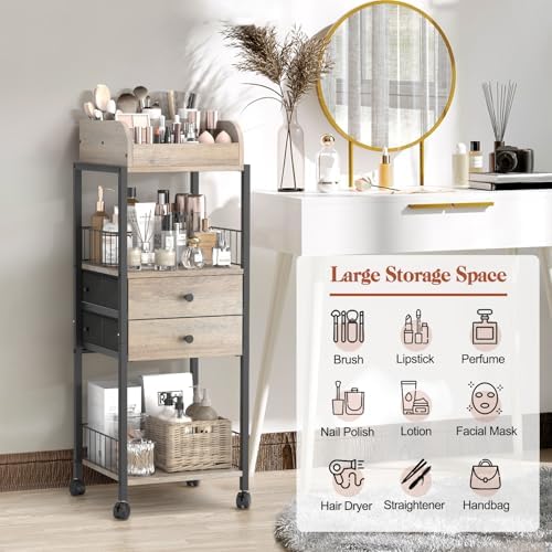 Makeup Organizer, Floor Skincare Organizers Make Up Organizers and Storage with Drawers, Vanity Organizer Cosmetics Disp