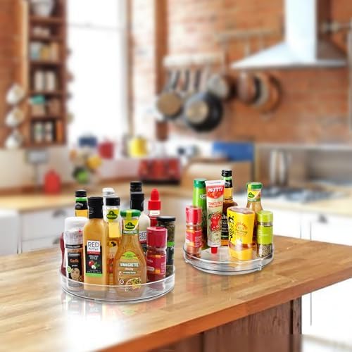 Amolliar Lazy Susan Turntable Organizer, 9"+11" 4 Pack, Rotating Organizer