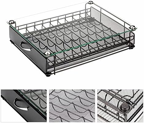 Coffee Pod Holder Drawer for Nespresso Vertuo Capsule With Glass For Cabinet Vertuoline Pod Storage Rack For Counter (Cl