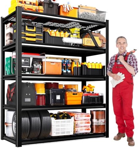 78"x46"x20" Wire Garage Shelving-2500 lbs 5 Tier Storage Shelves,Adjustable Heavy Duty Metal Shelving Unit and Storage L