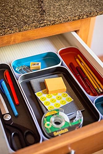 Three by Three Seattle Metal Drawer Organizer Tray Set, 10-Pc (Gray Mix)