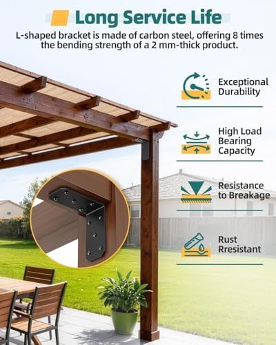 5"×5"×2.5" Corner L Brackets, 90 Degree Corner Brace, Black-4PCS