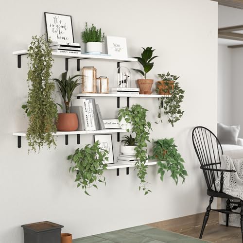 DOLLFIO Floating Wall Shelves, Decor & Storage, White, 16.5'', 8Pcs
