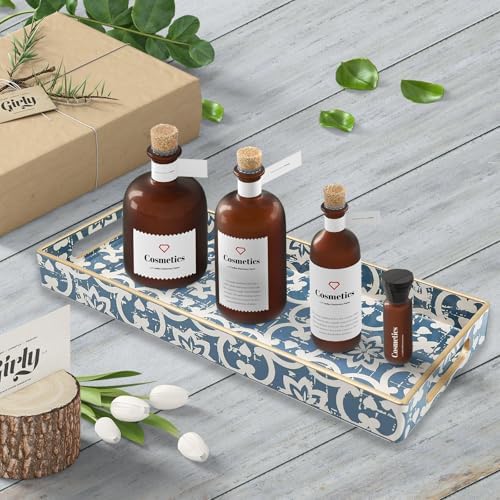 Bathroom Vanity Tray for Countertop, Small Plastic Toilet Tank Tray Versatile Storage & Organization Tray for Makeup, Pe