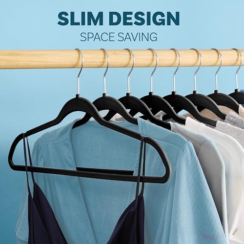 DEILSY™ Non-Velvet Black Plastic Hangers Slim Hangers 50 Pack for Closet