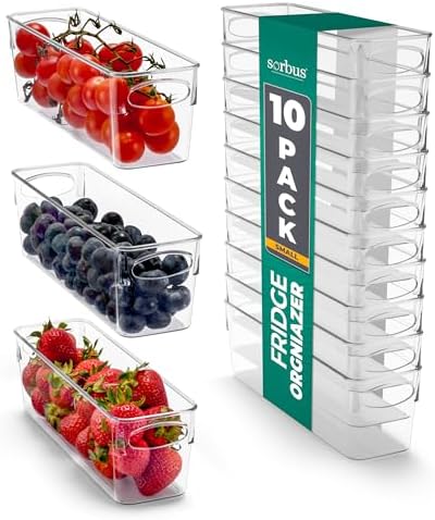 Sorbus Fridge Organizers and Storage, Clear Bins (Small, 10 Pack)