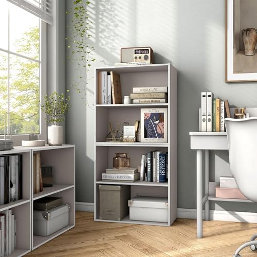 Homes: Inside + Out Apexa 2-Tier Cube Storage Organizer Shelves, Stackable Wood Bookcase Fits Cubby Bins for Organizatio