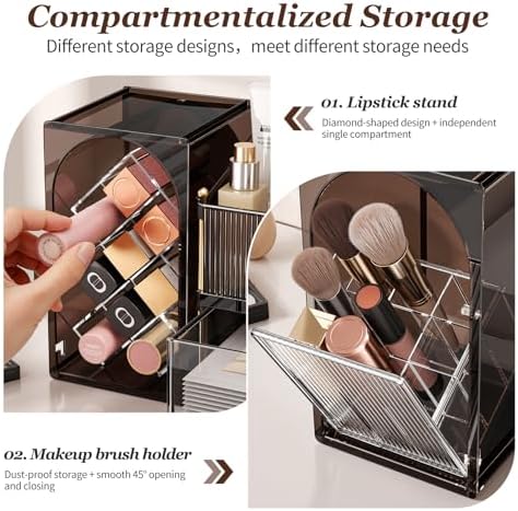 INVSSENE Stackable Makeup Organizer Countertop, Storage Perfume Skincare Cosmetic Lipstick Face Mask Makeup Brush Palett
