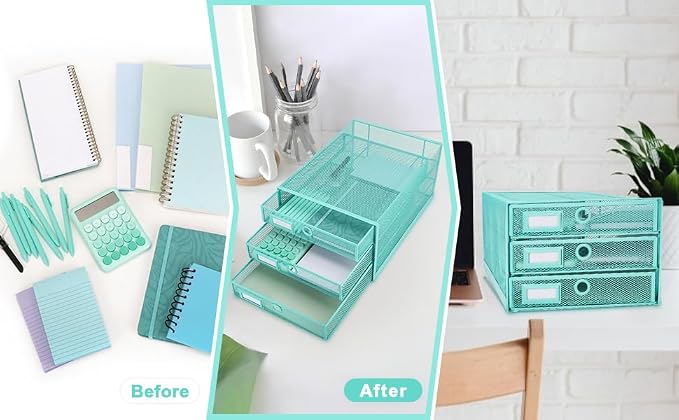 Exerz Paper Sorter 3 Drawer Wire Mesh A4 / Desk Multifunctional Desk Organiser/Multi-Layer Letter Tray - for Documents, Magazines, Notebooks and Letter